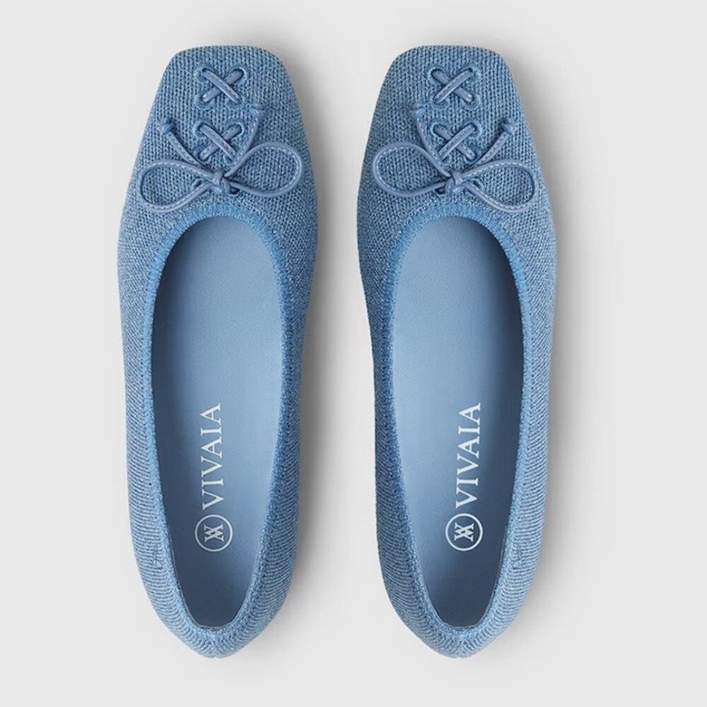Vivaia Elvira Old Money Washable Breathable Square Flat Slate Blue Loafers 7.5 - Picture 3 of 9